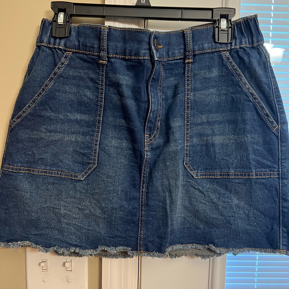 Denim miniskirt high rise